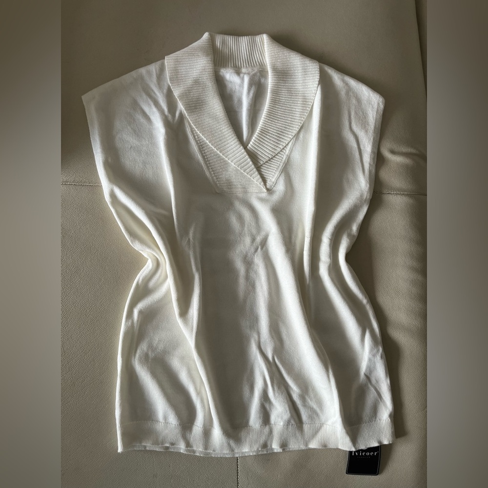 White Sleeveless Top Faux Cashmere